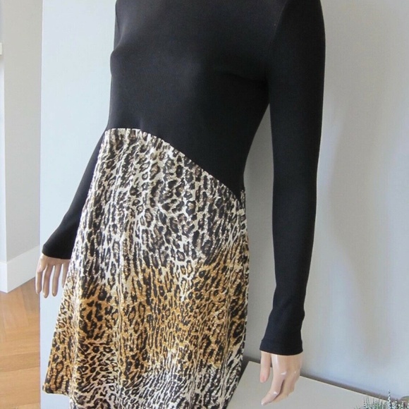 ZARA BLACK CONTRAST ANIMAL PRINT 70s DRESS - Picture 6 of 7